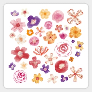 Fresh Watercolor Wildflowers Magnet